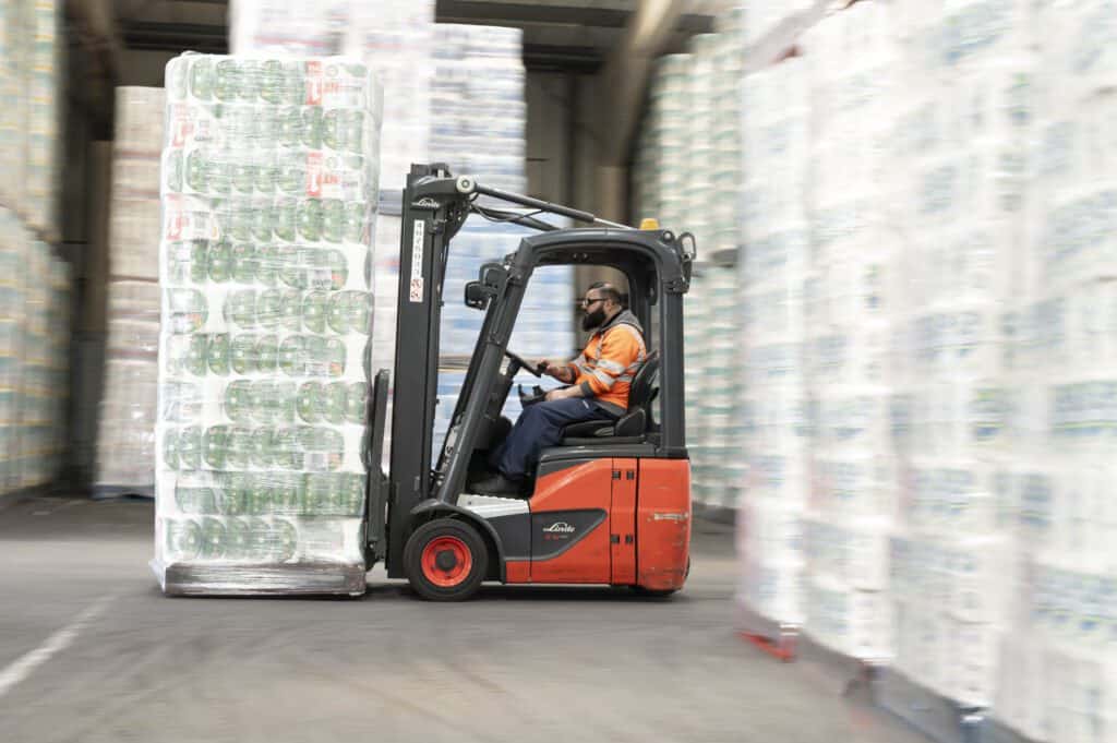 forklift truck in motion